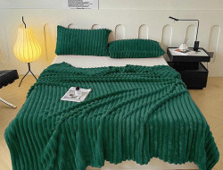 Плед фланелевый CRISTELLE STRIPE PREMIUM изумрудный 200х220