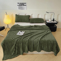 Плед фланелевый CRISTELLE STRIPE PREMIUM зеленый 200х220