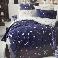 Постельное белье из ранфорса KARVEN N022 FREEDOM NAVY BLUE 50х70 (1шт), 70х70 (1шт) 1,5-спальное