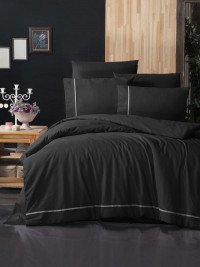 Постельное белье из DELUXE ранфорса KARVEN N030 ALISA BLACK 50х70 (2шт), 70х70 (2шт) семейное