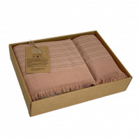 Набор полотенец махровых хлопковых KARVEN HS1721 ORENDO кирпичный 50х90 (1шт), 70х140 (1шт)