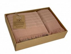 Набор полотенец махровых хлопковых KARVEN HS1721 ORENDO кирпичный 50х90 (1шт), 70х140 (1шт)