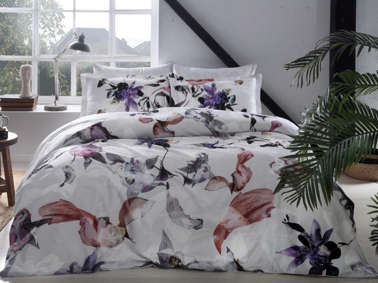 Постельное белье из сатина TAC DIGITAL GAROA бордовое евро