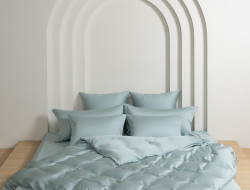 Постельное белье с простыней на резинке 180х200 GERMAN GRASS SEA WAVE BRILLIANT GRASS 70х70 (2шт) семейное