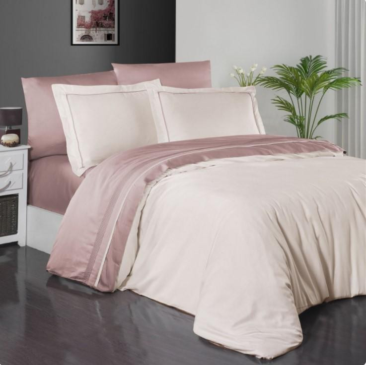 Постельное белье из сатина де люкс KARVEN N044 SERENITY IVORY-POWD 50х70 (2шт), 70х70 (2шт) евро