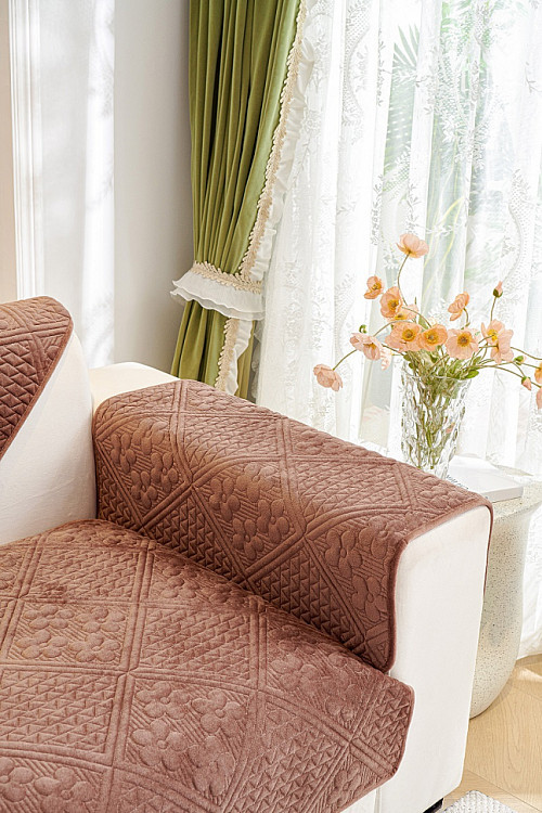 Накидка на подлокотники из велюра TANGO SOFA коричневая 70x90 (1шт)