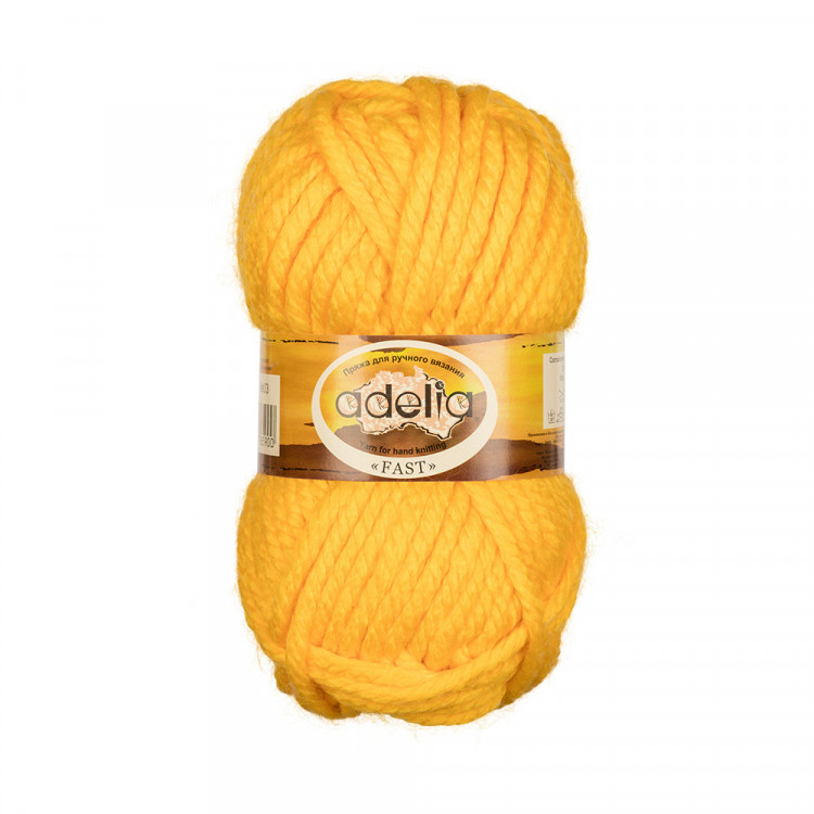 Пряжа ADELIA FAST №03 желтая 78% акрил, 22% шерсть, 3 шт х 150 гр, 45 м +/- 2 м