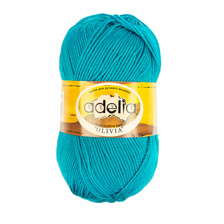 Пряжа ADELIA OLIVIA №06 бирюзовая 40% шерсть, 60% акрил, 5 шт х 100 гр, 250 м +/- 10 м