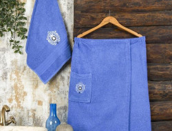 Набор мужской хлопковый для ванной и сауны махровый METEOR темно-голубой