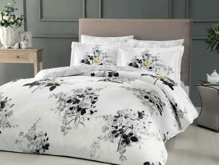 Постельное белье из сатина TAC DIGITAL LORRAINE серое евро