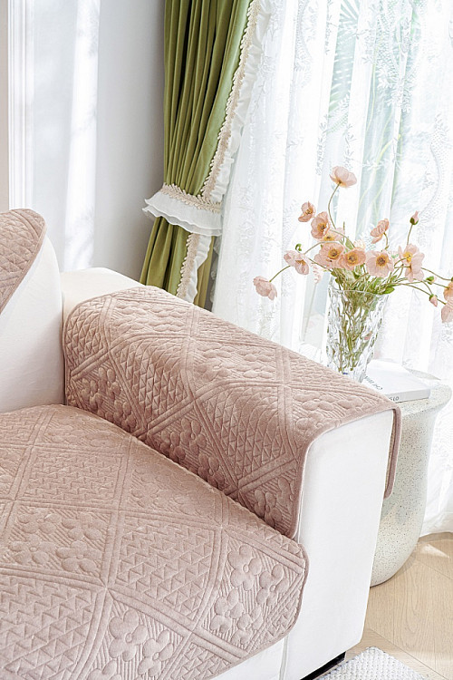 Накидка на подлокотники из велюра TANGO SOFA светло-коричневая 70x90 (1шт)