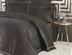 Постельное белье из сатина де люкс KARVEN N044 NOVEL LINE BLACK 50х70 (2шт), 70х70 (2шт) евро