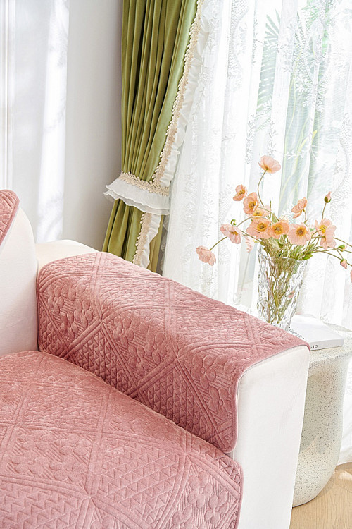 Накидка на подлокотники из велюра TANGO SOFA коралловая 70x90 (1шт)