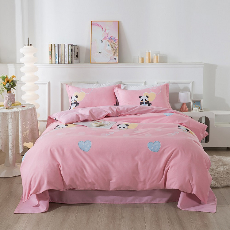 Постельное белье фланелевое TANGO MOMAE Panda pink 50х70 (1шт) и 70х70 (1шт) 1,5-спальное