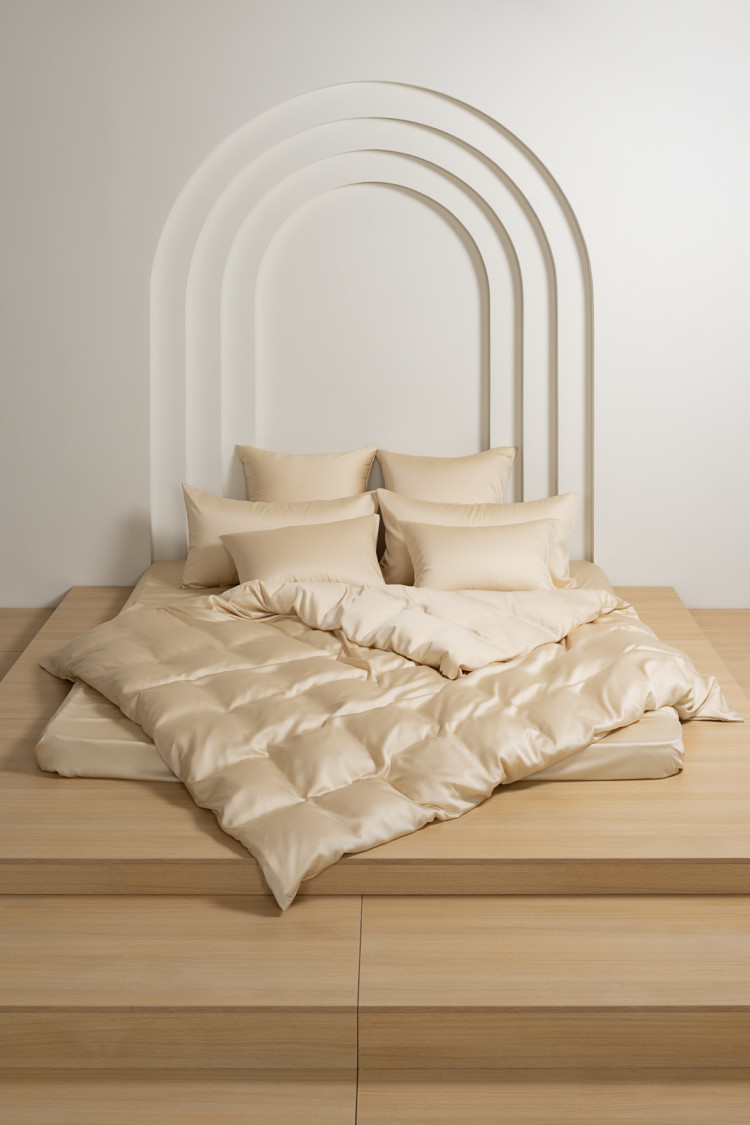 Постельное белье с простыней на резинке 180х200 GERMAN GRASS VANILLA BRILLIANT GRASS 50х70 (2шт) евро