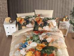 Постельное белье из страйп сатина с цветным принтом KARVEN N250-SB002 50х70 (2шт), 70х70 (2шт) евро