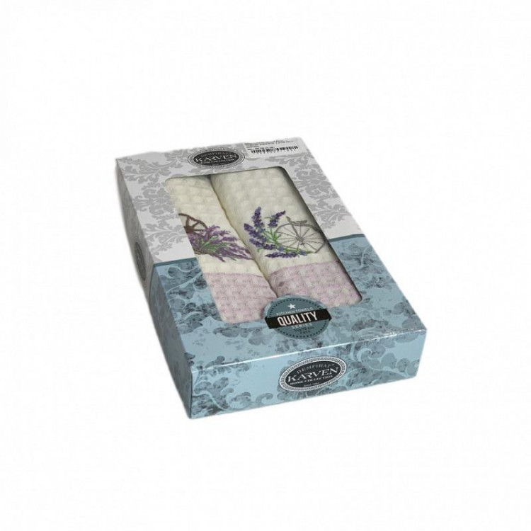 Набор кухонных полотенец вафельных хлопковых KARVEN HM750 ЛАВАНДА V3 50х70 (2шт)