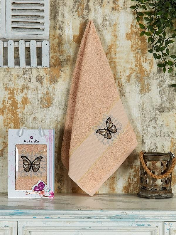 Полотенце махровое KONTES бежевое 50х90 в коробке