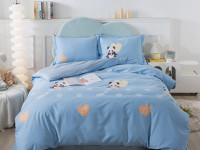 Постельное белье фланелевое TANGO MOMAE Panda blue 50х70 (1шт) и 70х70 (1шт) 1,5-спальное