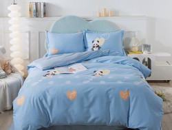 Постельное белье фланелевое TANGO MOMAE Panda blue 50х70 (1шт) и 70х70 (1шт) 1,5-спальное