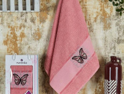 Полотенце махровое KONTES брусничное 50х90 в коробке