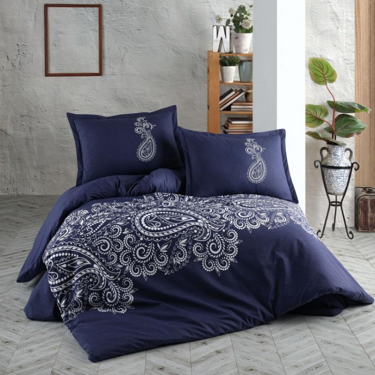 Постельное белье из ранфорса KARVEN N023/1 NILLA NAVY BLUE V-1 50х70 (2шт) евро