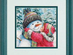 Набор для вышивания DIMENSIONS 70-08833 Поцелуй для снеговика 15x15 см