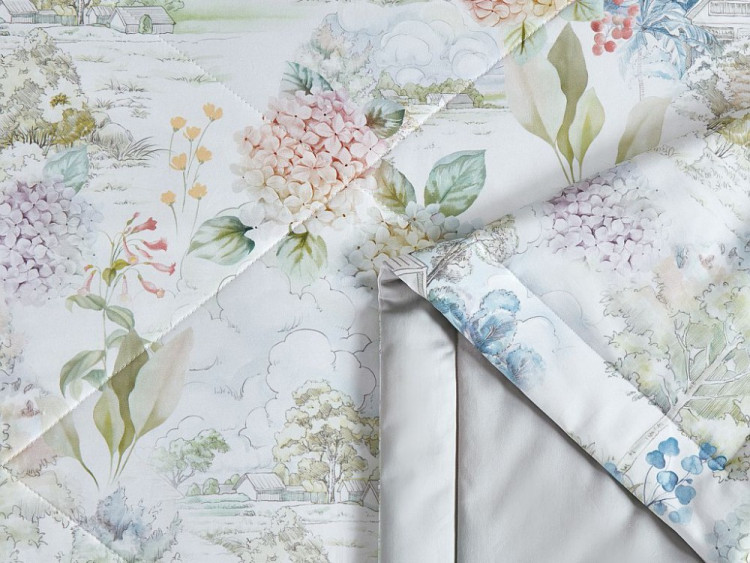 Постельное белье из египетского хлопка Premium с летним одеялом ASABELLA Акварель 50х70 (2шт) евро