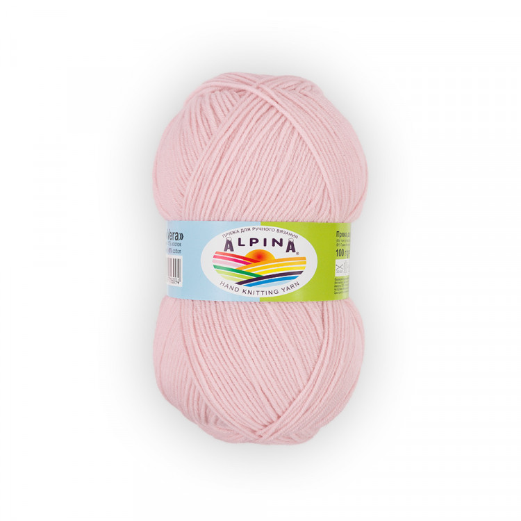 Пряжа ALPINA VERA №43 бледно-розовая 55% акрил, 45% хлопок 5 шт х 100 гр, 280 м +/- 15 м