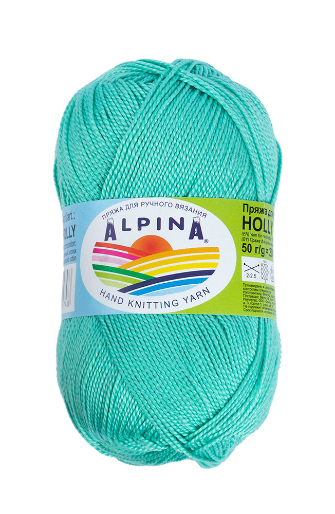Пряжа ALPINA HOLLY №143 мятная 100% мерсеризованный хлопок 10 шт х 50 гр, 200 м +/- 10 м