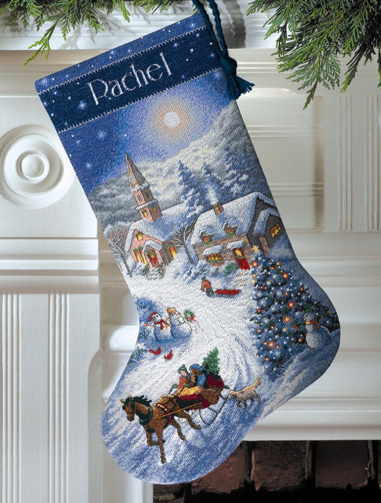 Набор для вышивания DIMENSIONS 08712 Сапожок, Поездка в сумерках на санях 41 см