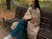 Дорожный плед-пончо пуховый GERMAN GRASS Travel Cape Plaid Grass Latte 130х170