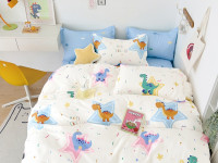 Постельное белье из твил-сатина TANGO веселые динозаврики 70х70 (2шт) 1,5-спальное