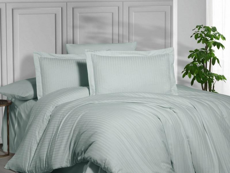 Постельное белье из страйп сатина KARVEN N163-SS-013 MINT ментол 50х70 (2шт), 70х70 (2шт) евро
