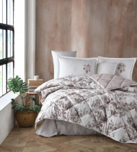 Покрывало из хлопка стеганое KARVEN Y923 MIAROSA V2 KAHVE 180х240 с наволочкой 50х70