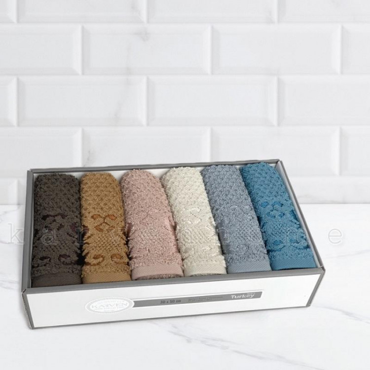 Набор кухонных полотенец махровых хлопковых KARVEN HM727 EYSAN 30х50 (6шт)