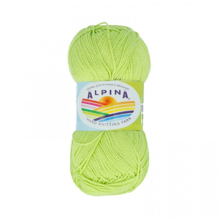 Пряжа ALPINA HOLLY №145 салатовая 100% мерсеризованный хлопок 10 шт х 50 гр, 200 м +/- 10 м
