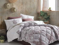 Покрывало из хлопка стеганое KARVEN Y923 AZKA V2 KAHVE 180х240 с наволочкой 50х70
