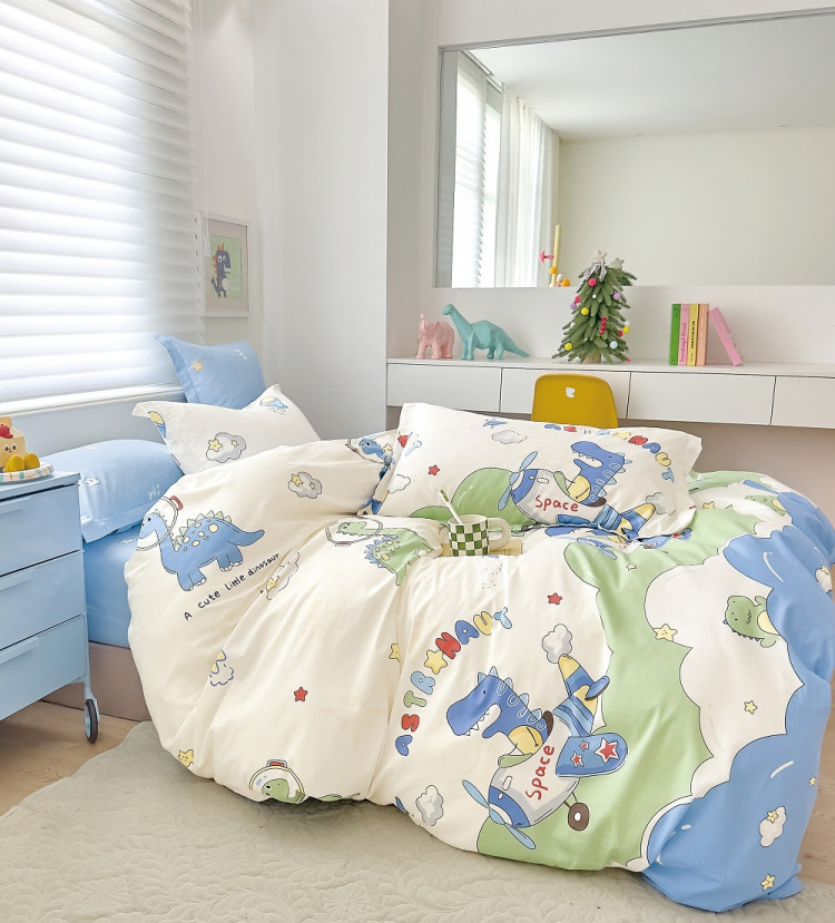 Постельное белье из твил-сатина TANGO дино астронавт 50х70 (2шт) 1,5-спальное