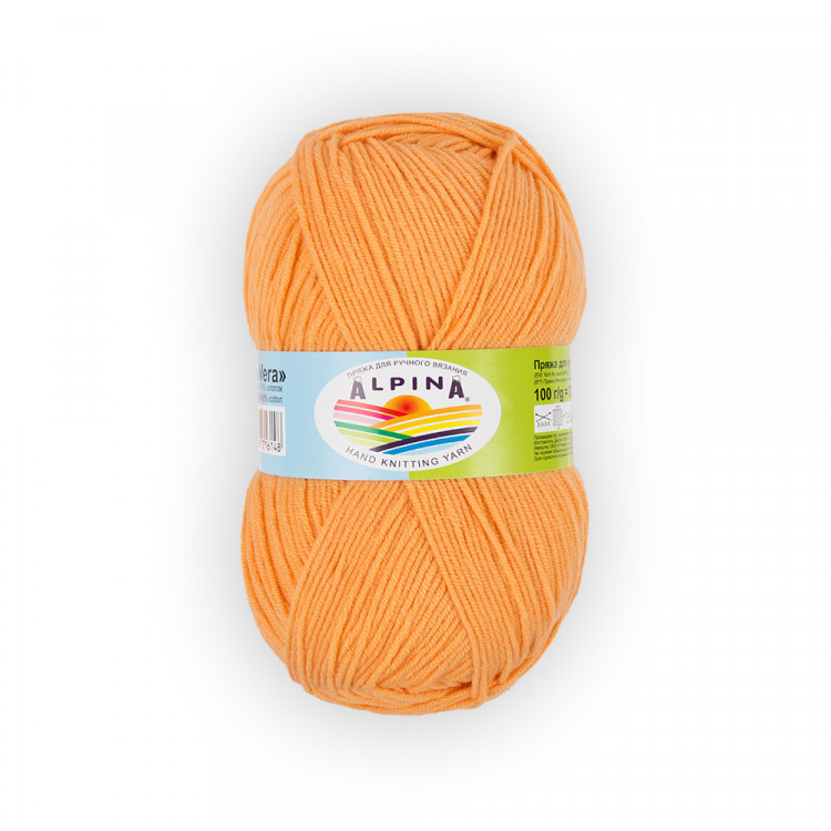 Пряжа ALPINA VERA №39 светло-оранжевая 55% акрил, 45% хлопок 5 шт х 100 гр, 280 м +/- 15 м