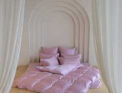 Постельное белье с простыней на резинке 180х200 GERMAN GRASS LILAC BRILLIANT GRASS 50х70 (2шт) семейное