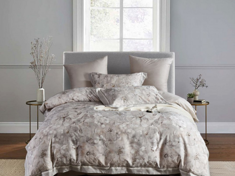 Постельное белье фланелевое из тенсела ASABELLA Цветочный туман 50х70 (2шт), 70х70 (2шт) евро