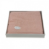 Плед из хлопка махровый KARVEN P958 ROSE V13 пудра 160х220